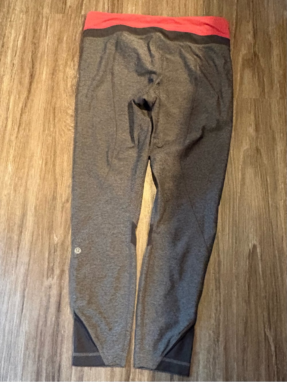Lululemon Charcoal Gray Leggings with Coral Waistband